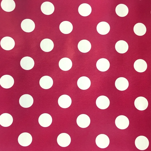Polka Dot Vinyl White on Cerise 17mm